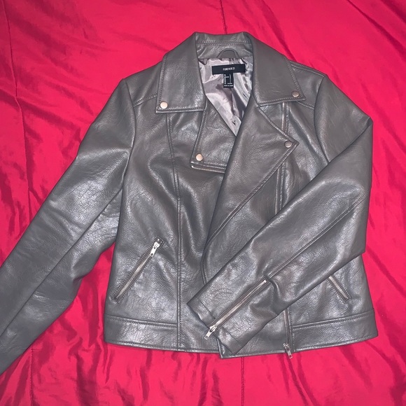 Grey Leather Material Jacket - Picture 2 of 6